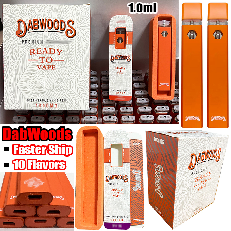 

10 Flavors Dabwoods Rechargeable E Cigarettes Disposable Vape Pen 280mAh Battery 1ml Empty Ceramic Coil Device Pods Oil Vapes Cartridges Starter Kits Vapes Dab Wax