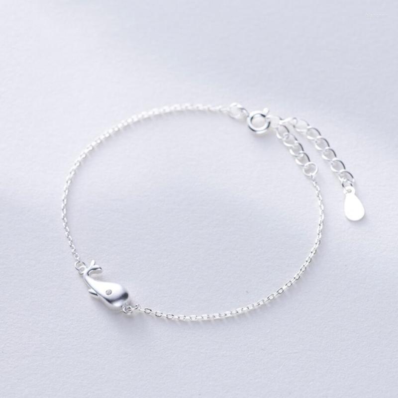 

Link Bracelets Cute Sweet Scrub Whale Fresh Silver Color Temperament Female Trendy Resizable SBR046