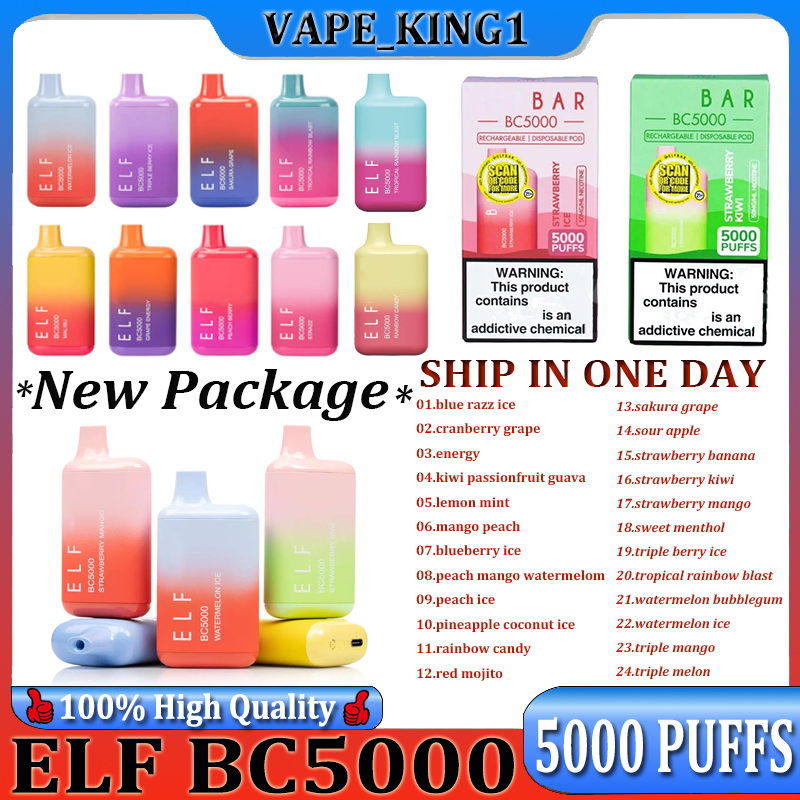 

Authentic Code Elf BC5000 Disposable E cigarettes Puff 5000 Vape Pen 13ml Dual Mesh Coil Cartridge Pods 650mAh Rechargeable Battery Vs Lost Bar 5000 Puff