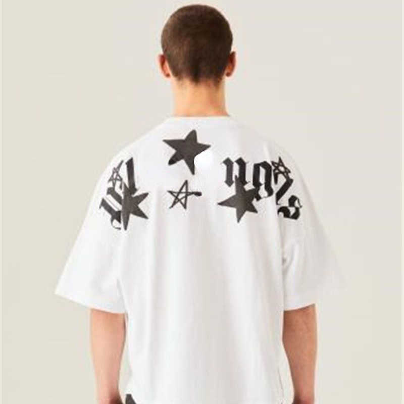 

palm designer T shirt five-pointed star letter print pullover tshirt casual short sleeved fashion loose tshirts, White-usa size
