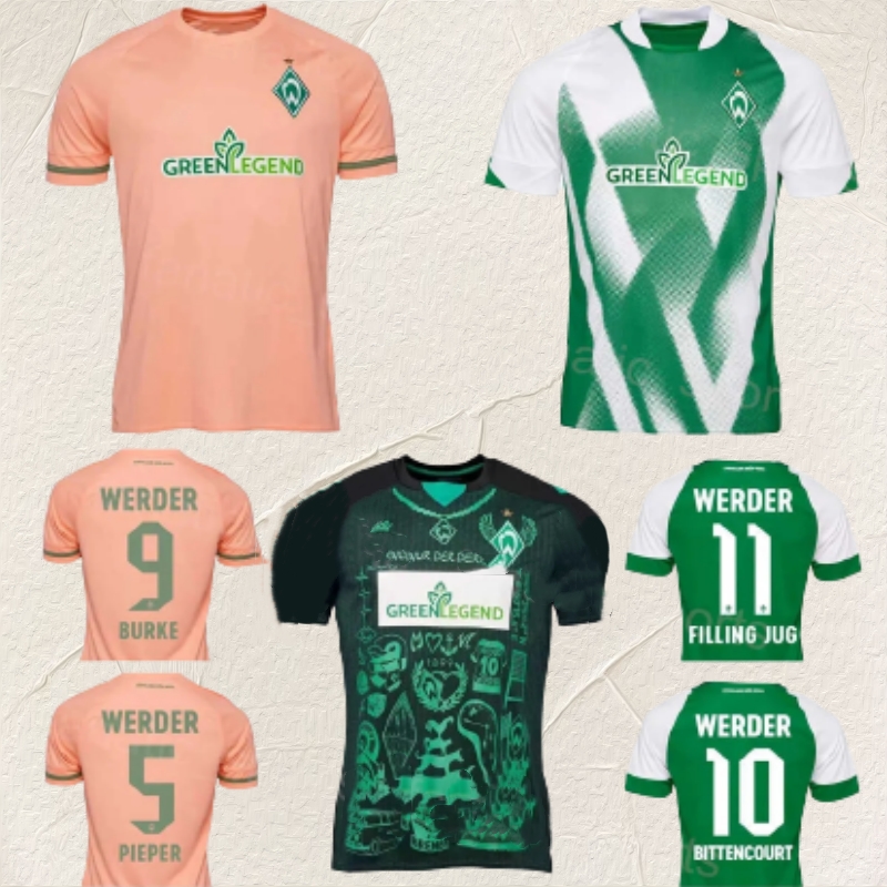 

22 23 Werder Bremen SOCCER JERSEYs Marvin Ducksch Leonardo Bittencourt BLACK GREEN FRIEDL PIEPER FOOTBALL SHIRTS fan tops uniforms, Home