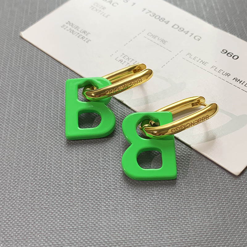 

Alphabet earrings for women with a sense of design senior earrings Euramerican ins unique ear button color earrings for women