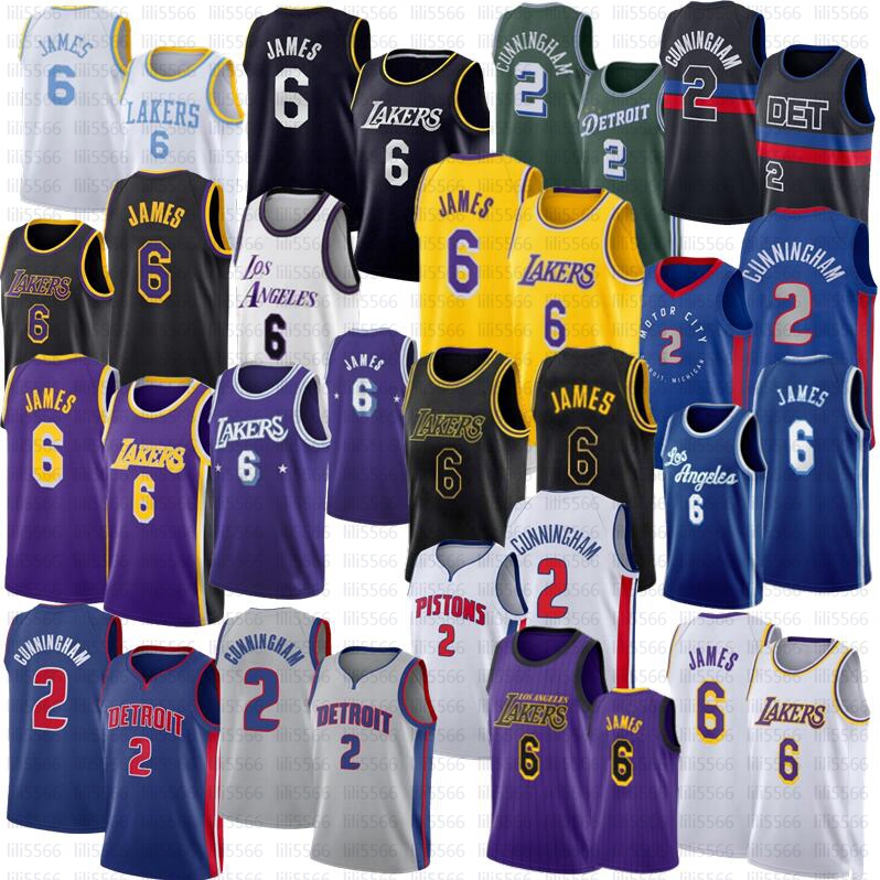 

Basketball James Jersey 6 LeBron City Cade Piston Cunningham DET Black 2022 2023 city jerseys, As