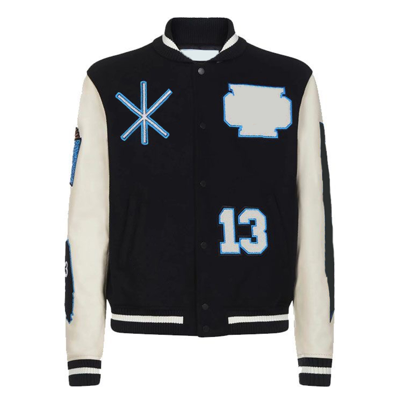 

Baseball Fashion Designer offs Skull Decal Jacket Wool tweed Splicing Leather Sleeve Coats Embroidery Womens Hip Hop Style Winter Jackets S-XL SJ6B, #03