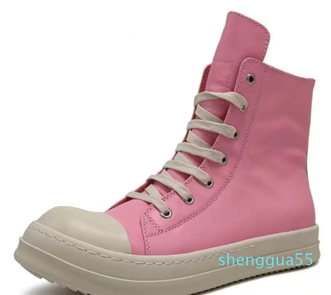 

2022 dress shoes Rick High Top Board Shoes Owens Sneakers Men Women Pink Leather Casual