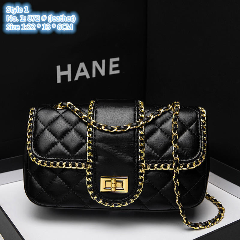 

Wholesale ladies shoulder bags 3 styles classic embossed plaid chain bag street personality sewing fashion mobile phone coin purse small fresh leather handbag, Black-589 # (pu)-style 2