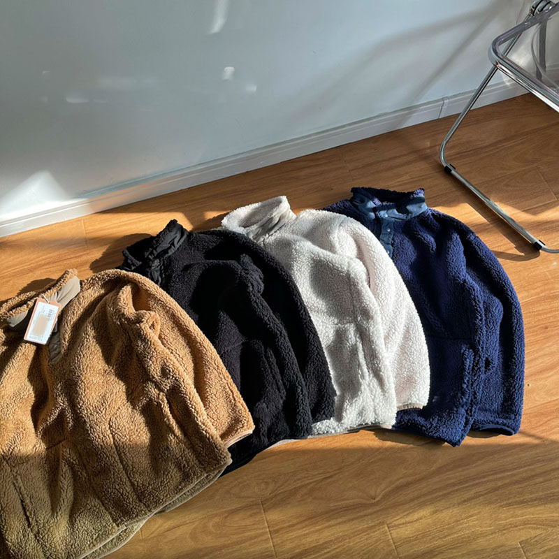 

FashionPATA Sweatshirts Letter Men Women couple models Loose Casual stand collar pullover fleece lamb cashmere Polar fleece jacket coat sweater 4 colore, Brown