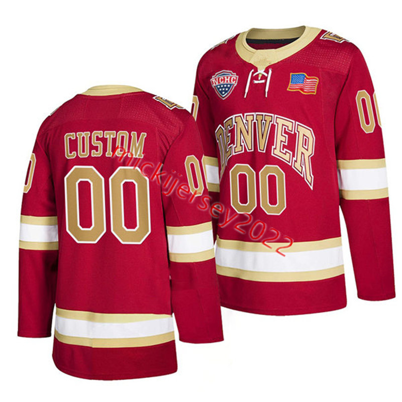 

James Hockey Michael Benning Jerseys Custom Stitched Youth Denver Pioneers Hockey Jersey Justin Lee Sean Behrens Jack Devine McKade Webster Aidan, White/frozen four patch