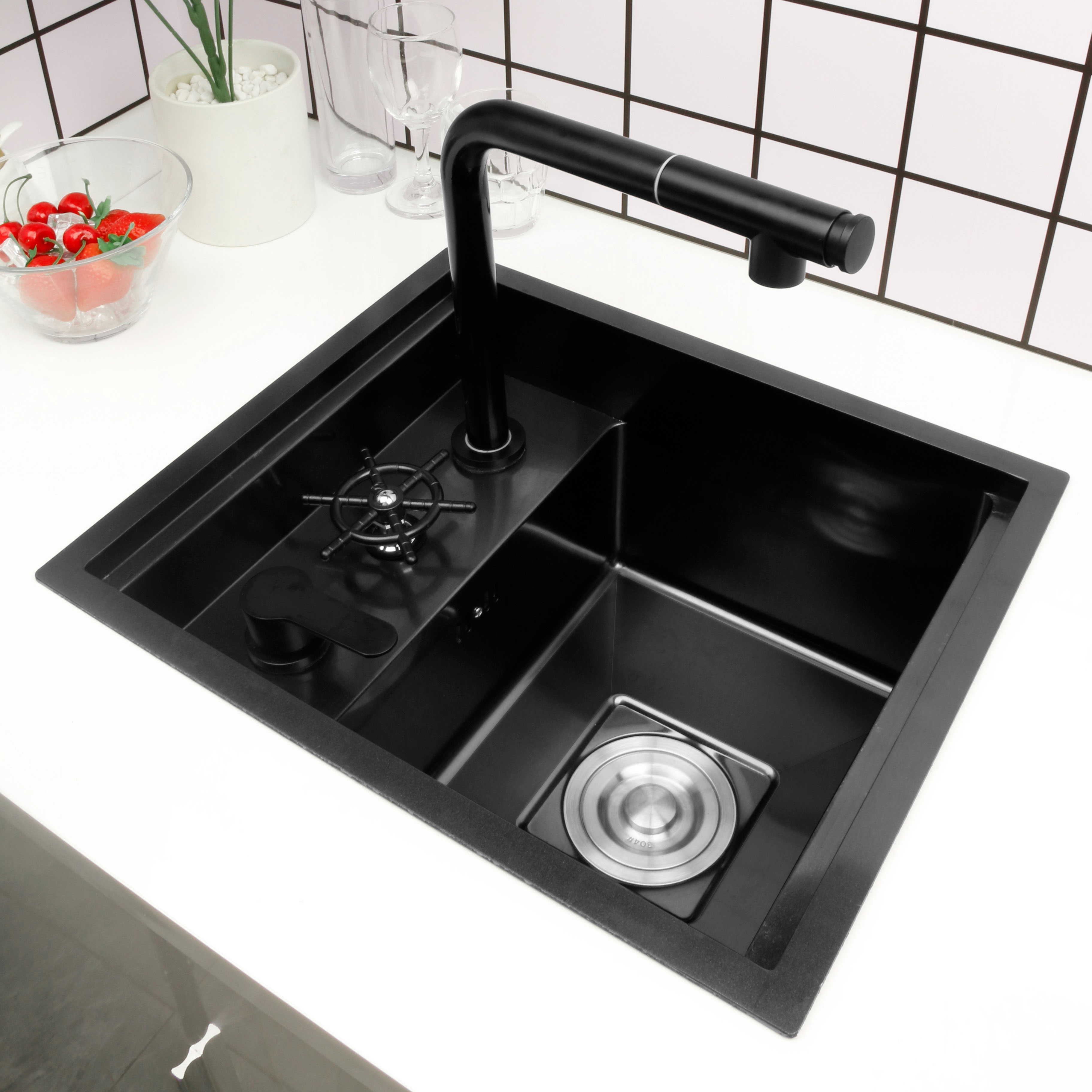 

Black Mini Concealed Kitchen Sink Handmade kitchen Bar Small Size Single bowl Sink 304 Stainless Steel Vegetable Basin Sinks