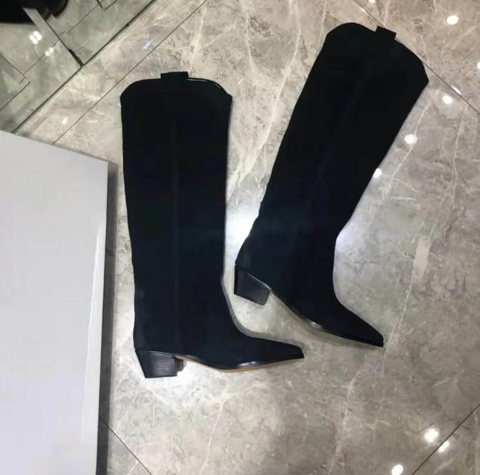 2022 Chaussures de la saison de mode Isabel Paris Marant Boots denvee Black en daim-genou bottes occidentales