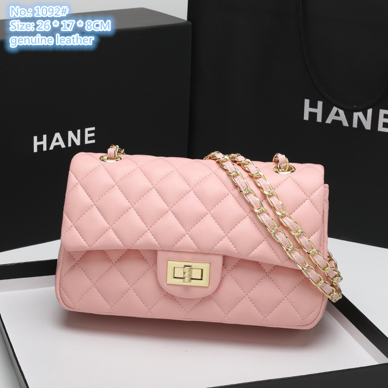 

Wholesale factory ladies shoulder bags 4 colors classic embossed leather handbag retro large fashion chain bag elegant Joker black mobile phone coin purse, Black-1092#-silver chain
