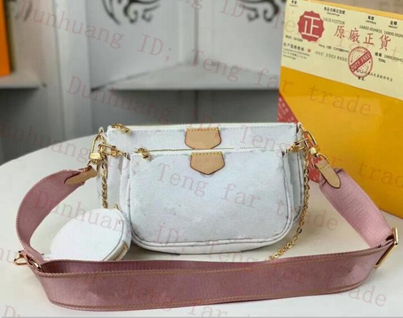 

Designer bags Women Shoulder bags Multi Pochette Accessoires Black White Brown Flower Leather Fashion Handbags Purses Mini 3pcs 3 piece set Crossbody M44840, Extra fee (are not sold separat)