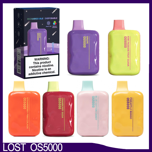 

Lost OS5000 Disposable E cigarettes 5000Puff Vape Pen 13 flavors 14ml Prefilled Mesh Coil Cartridges Pod 650mAh Rechargeable Battery Vaporizer 0268324