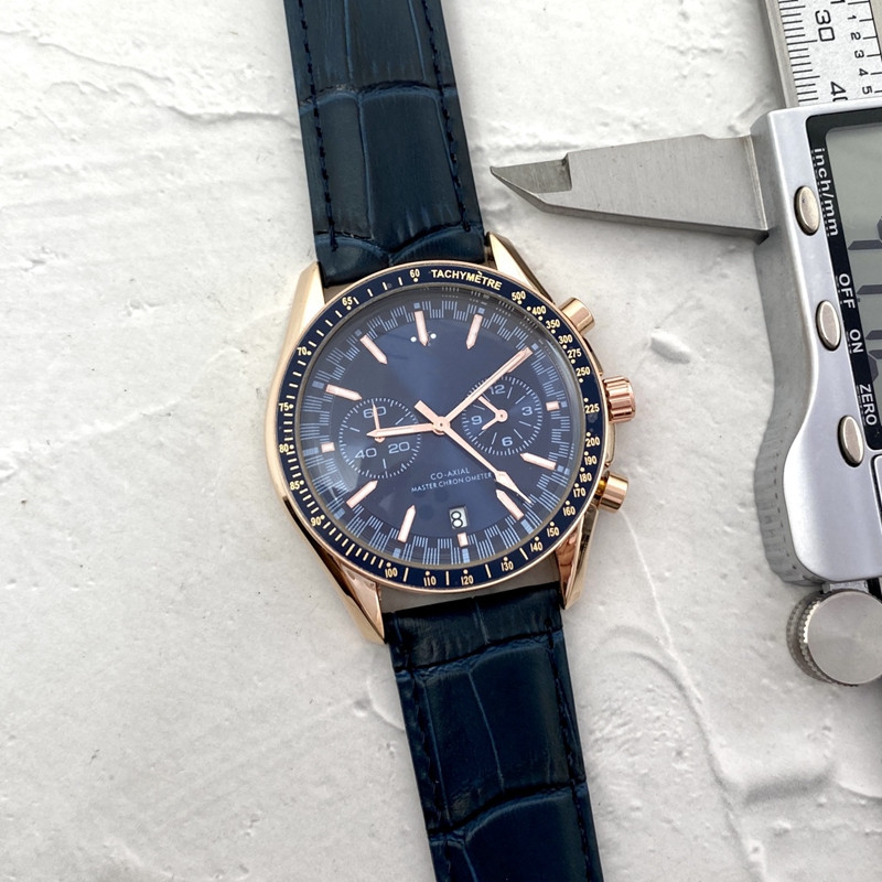 

WristWatches for Men 2022 New Mens Watches 43mm Size Five stitches All Dial Work Quartz Watch Top Luxury Brand Chronograph Clock leather Belt Men Fashion OME