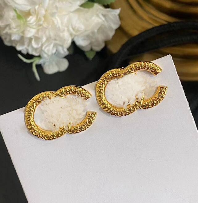 

Gold Silver 2color Women Premium Designer Stud Crystal 18K Gold Plated Luxury Brand Letter Earrings Fashion Jewelry