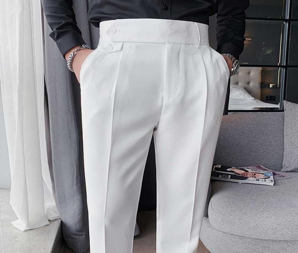 

Men039s Suits Blazers British Style Men Business Casual Solid Color Trousers Male High Waist Straight Dress Pants Quality Sli5154517, Black