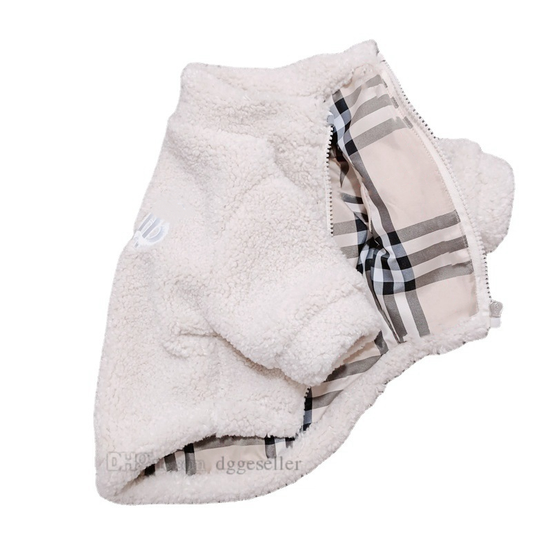 

Designer Dog Clothes Brand Dog Apparel Puppy Winter Coat Cold Weather Fleece Pets Sweatshirts Windproof Fall Outfit Soft and Warm Pet Jacket for Small Dogs S A470, White