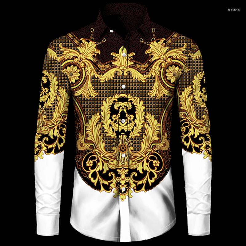 

Men's Casual Shirts 2022 Baroque Luxury Lapel Shirt Men's Hawaiian Long Sleeve Autumn Clothing Street Party Beach, Cxcs-20221110-11