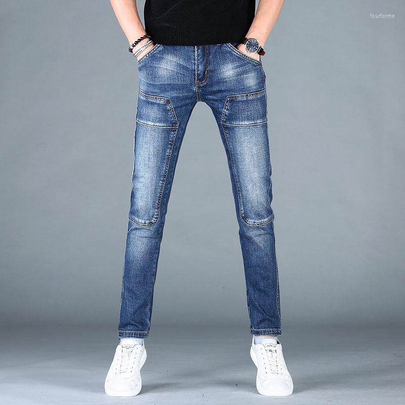 Men&#039;s Jeans European And American Autumn Blue Men&#039;s Slim Little Feet Straight Stretch Fashion Casual Trousers Mens Men-image-828428885