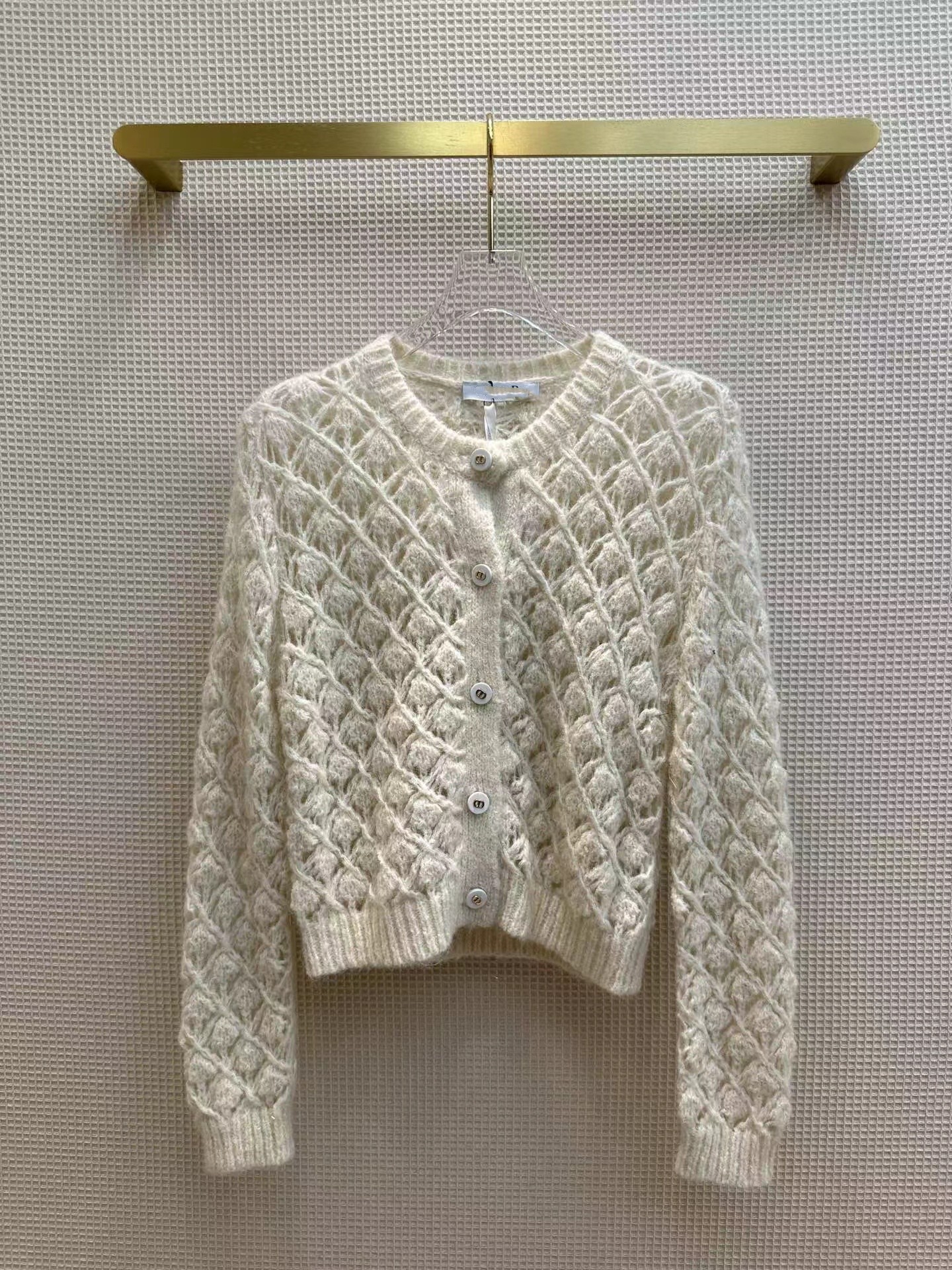 

Milan Runway Sweater 2023 Spring O Neck Long Sleeves Women' Sweaters High End Jacquard Cardigan Women Designer Sweater 1214-6, Beige