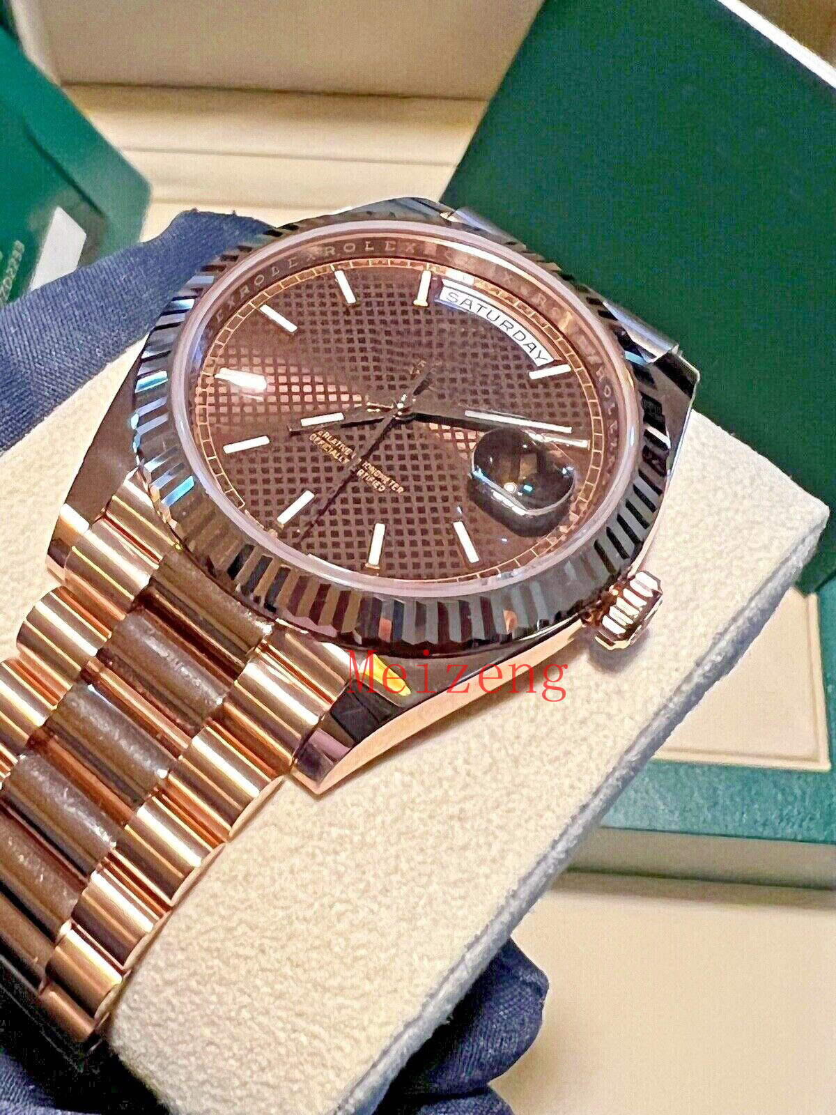 

Luxury Wristwatch day-Date President 228235 18K Rose Gold Chocolate Motif Dial 40mm Men's Automatic Watch-2