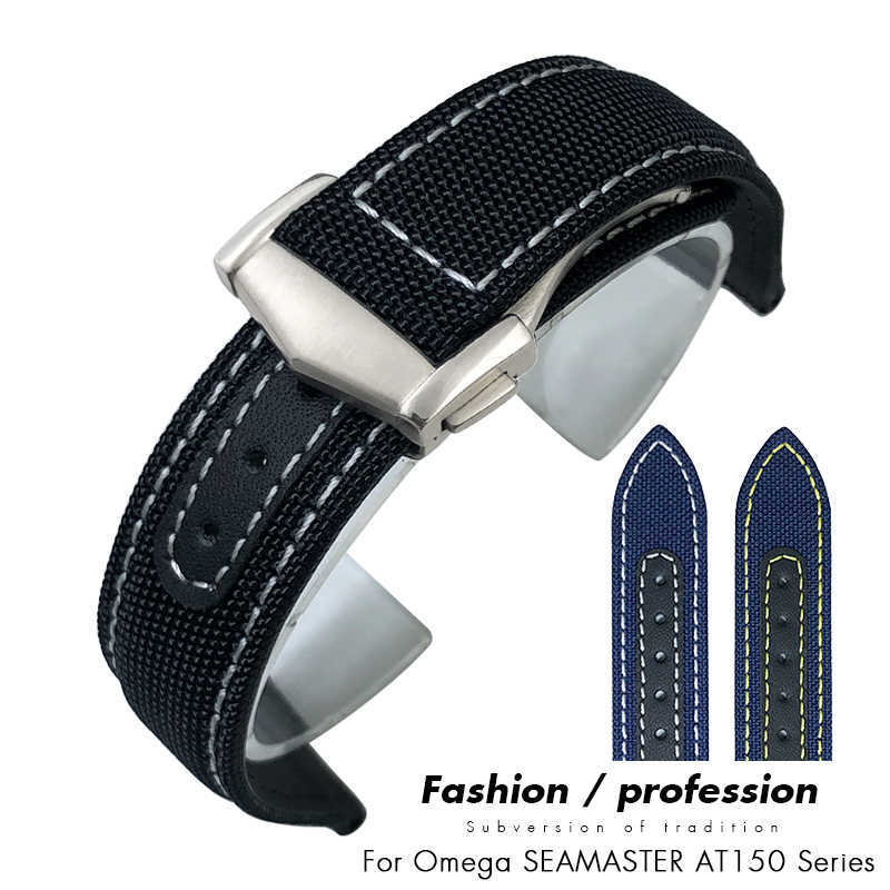 

Watch Bands 19mm 20mm Nylon Canvas Watch Strap For Omega Seamaster 300 AT150 Fabric Leather AQUA TERRA 150 Blue 21mm 22mm Watchband Buckle T221213