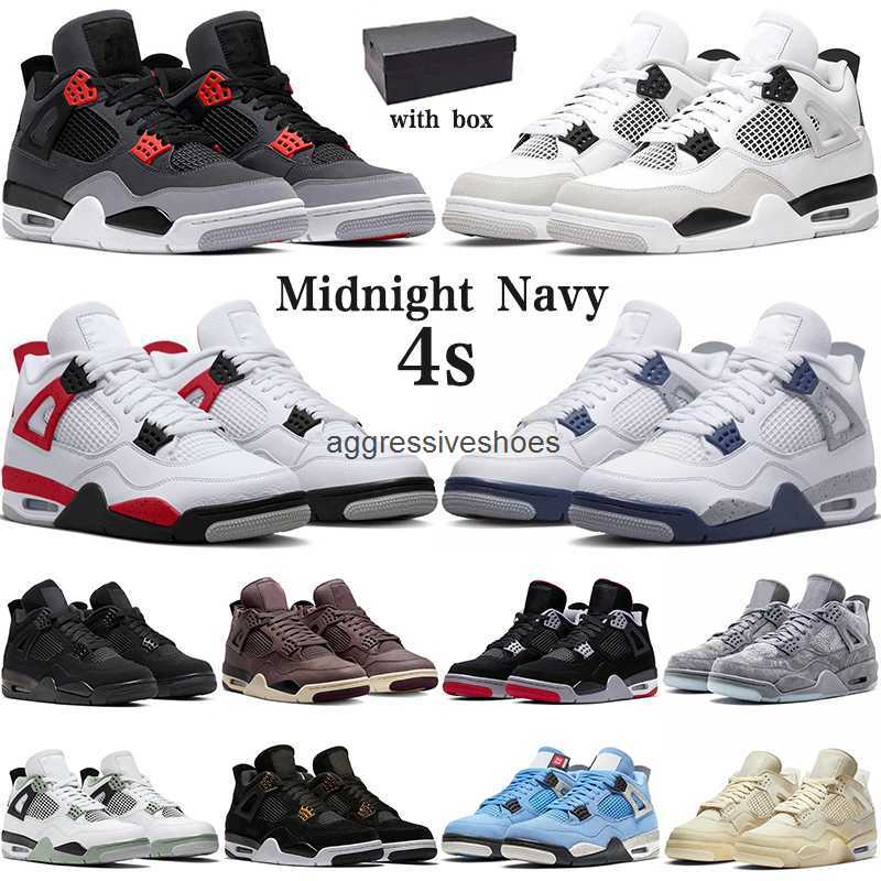 

With 4 4s Basketball Shoes Military Black Cats Midnight Navy University Blue Bred Sail White Oreo Cactus Jack Mens Trainers Outdoor, Black gum