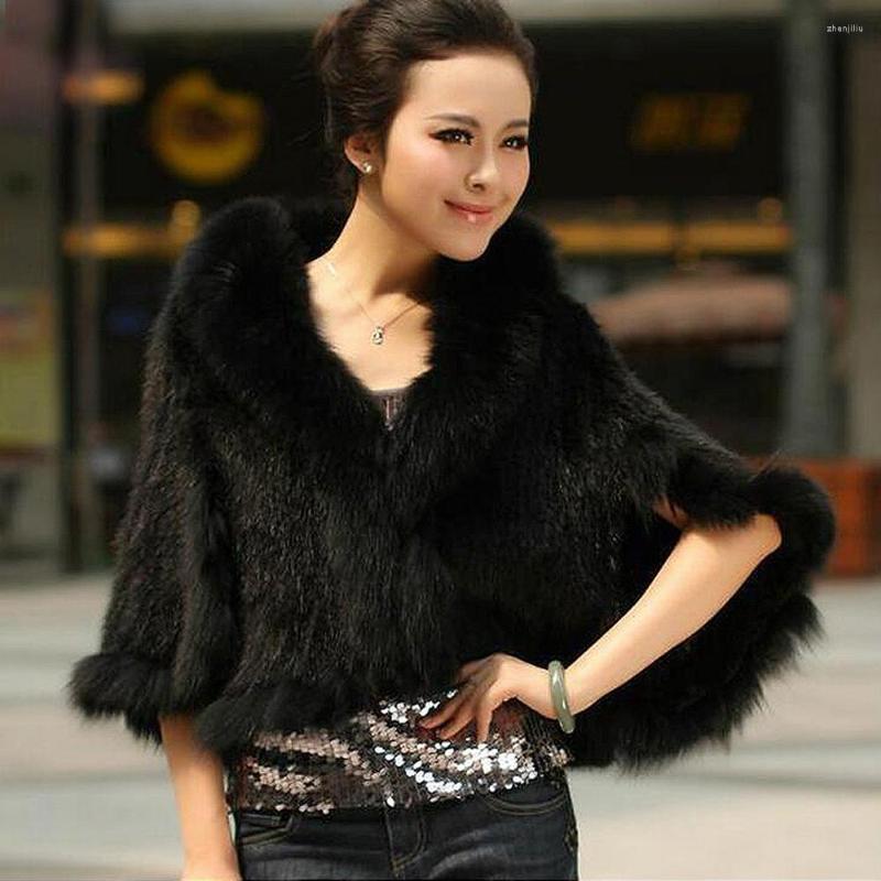 

Scarves Fashion Warm Knitted Genuine Fur Shawl Winter Women Natural Real Mink Coat With Collar Casual Cardigan Cape