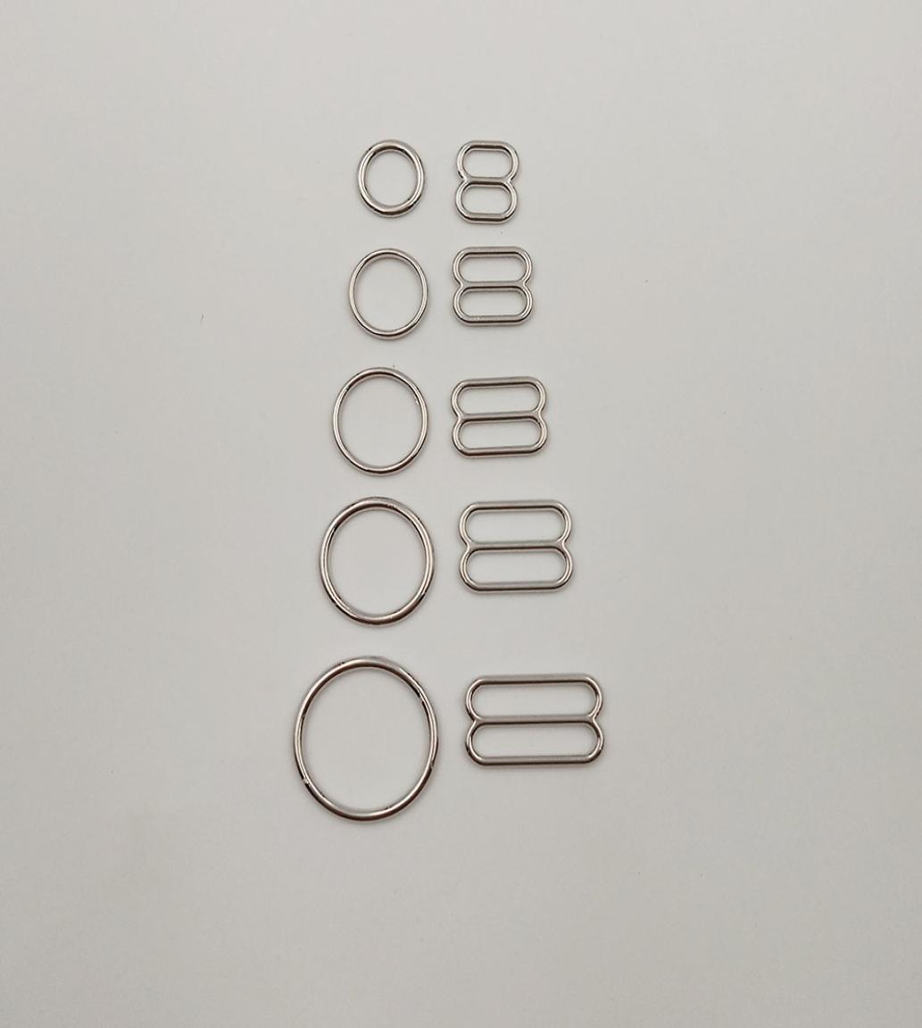 

50 sets lot Nickel plated bra sliver rings and sliders 014864190