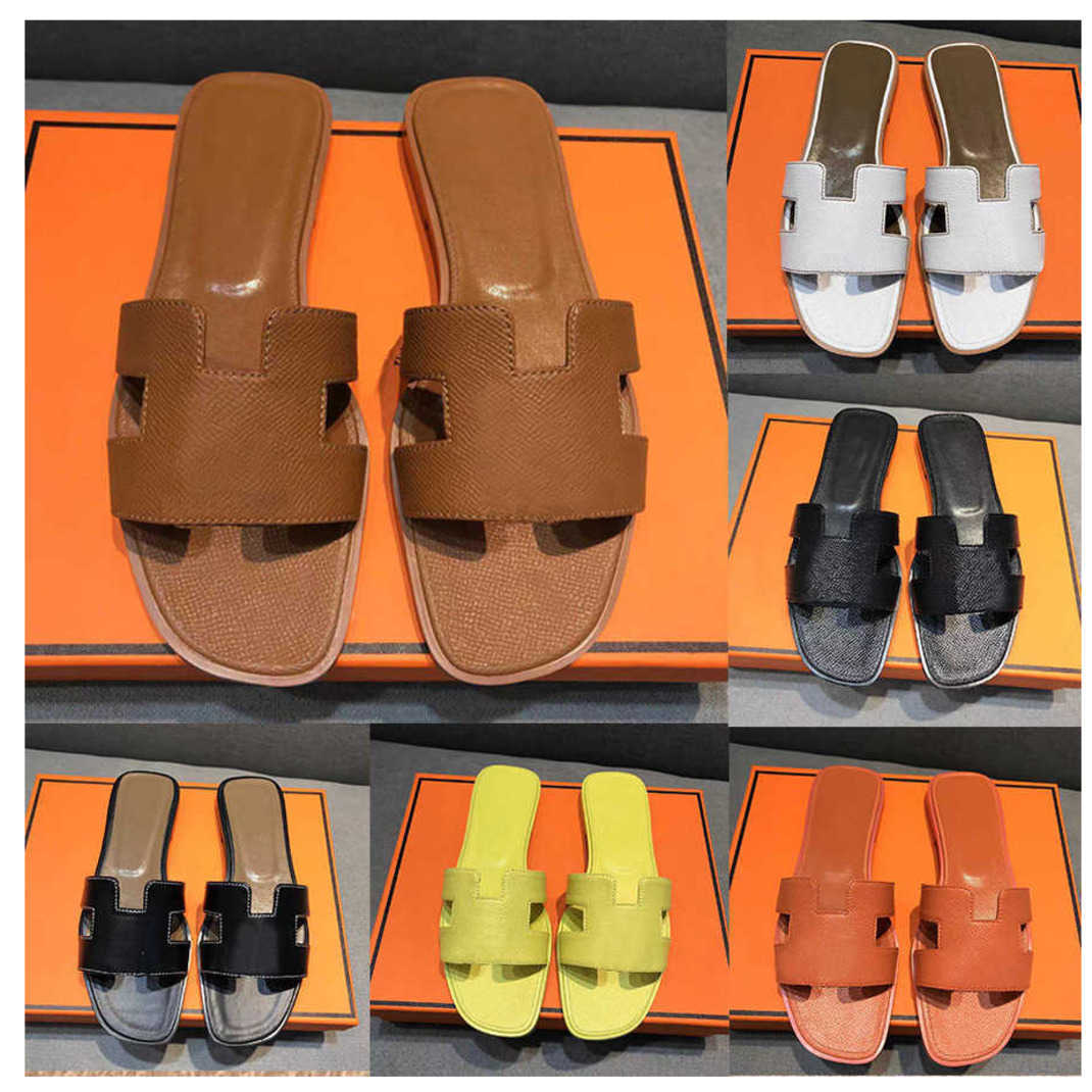 

Designer Slippers Flat Slides Women Sandals Slide Beach Sandal Slipper Classic Fashion Leather Summer Red Yellow Cartoon, 31