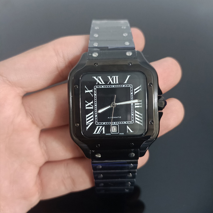 

Square Mens Watch 40mm Geneva Genuine Stainless Steel Mechanical Watches Case Bracelet Fashion Auto Date Watches Male Wristwatches Montre De Luxe gift waterproof
