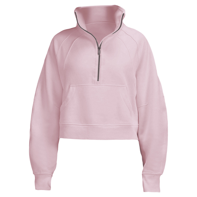 

Women Designer Yoga Stand collar hoodie fitness running Casual Fashion no cap pullover sweater sweatshirt Streetwear Loose Winter Turtleneck hoodies lou, Green