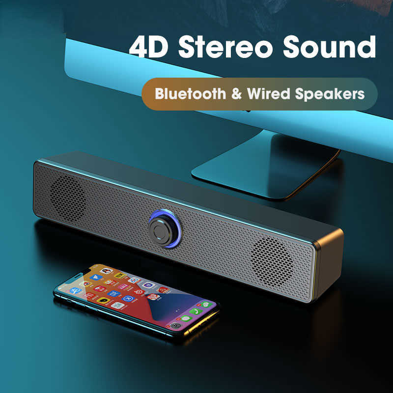 Portable Speakers 4D Surround Soundbar Bluetooth 5.0 Computer Speakers Wired Stereo Subwoofer Sound Bar for Laptop PC Home Theater TV Aux Speaker-image-828481974