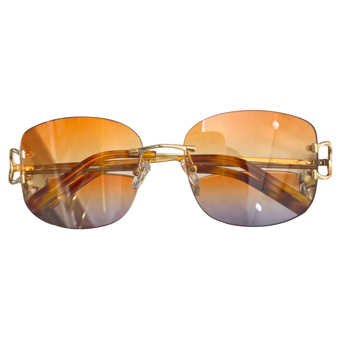 

Sunglasses women 2023 new rimless cut edge personality street shot sunglasses trend UV protection bright light big face slimming