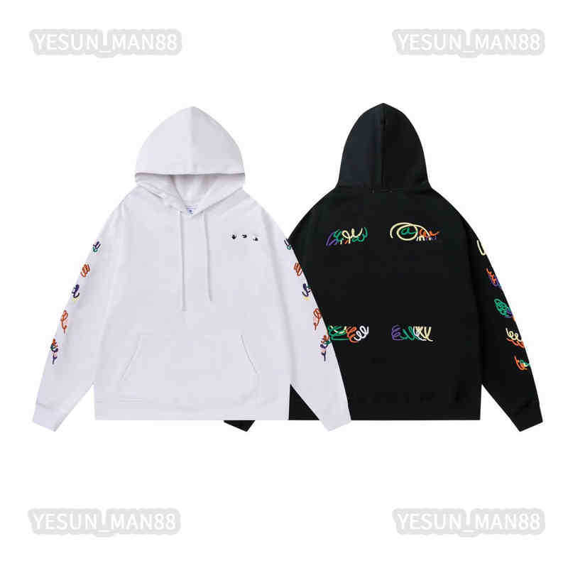 

Men's Hoodies Sweatshirts Designer Luxury Off Classic Hoodie Color Arrow Print Couples Of Black White Men And Women High Street Casual Sweater Hooded