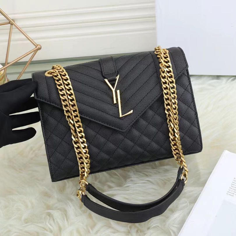 Designers bags women fashion Shoulder bag ysl gold silver chain bag leather handbags Lady Y type quilted lattice chains flap luxurious handbag fo