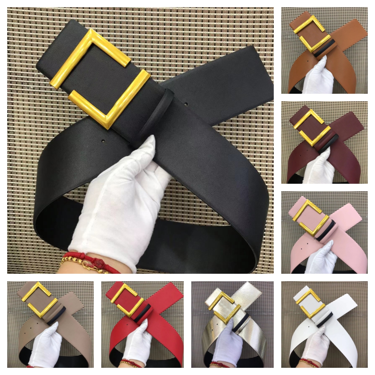 

Luxury Designer Belt Fashion belts women width7CM Black leather Metal buckle beautiful Optional 90-125cm brand Clothing accessories Double sided use belt for woman, As pics