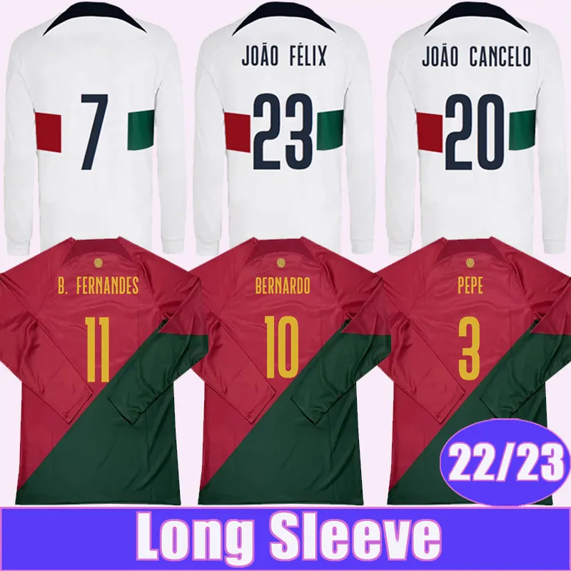 

2223 BERNARDO PEPE Long Sleeves Soccer Jerseys National Team JOAO FELIX B. FERNANDES J. MOUTINHO WILLIAM Mens Home Away Football Shirts Shorts, Cx10198 22 23 away f..a world patch