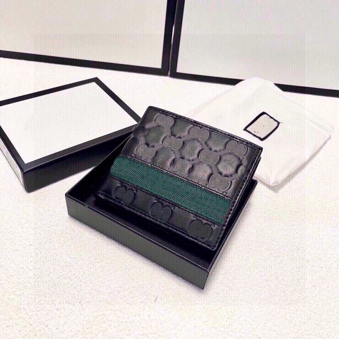 

Original Mens Square Fold Wallet Canvas Lambskin Luxurious Leather Card Holder Coin Purse Fashion LOGO Printed Red Green Canvas Strap, Green-red-green belt