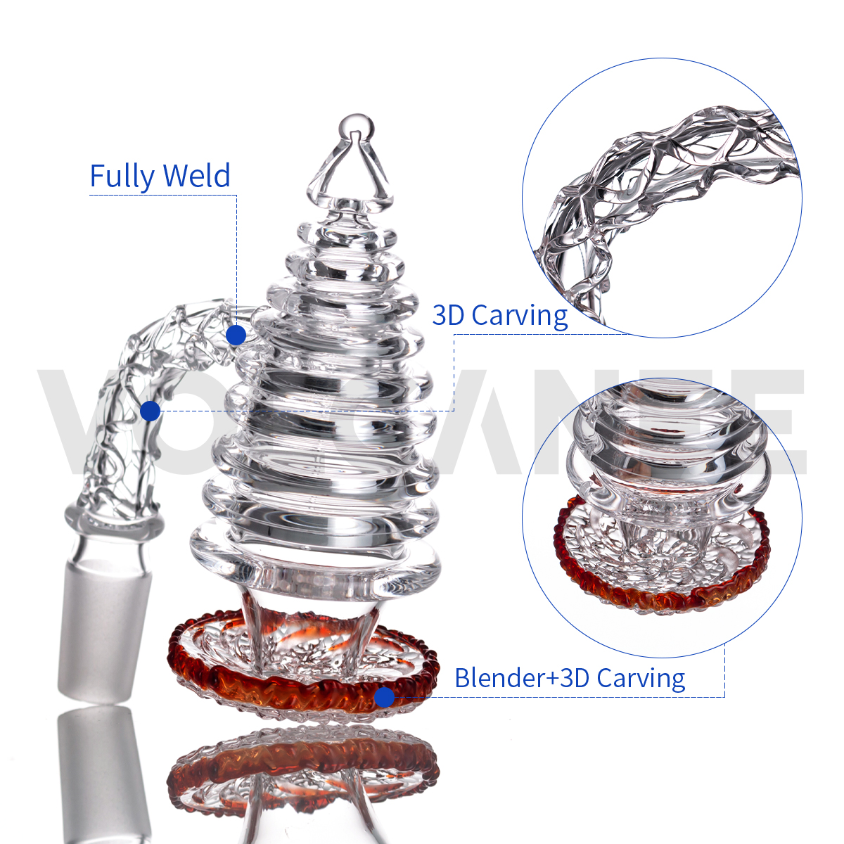 

Smoking 3D Carving Full Weld Beveled Edge Blender Quartz Banger With Carb Cap 10mm 14mm male 18mm for Bongs Glass Bong Dab rig