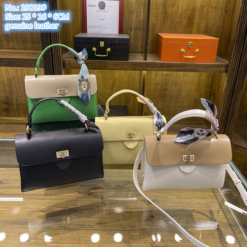 

Wholesale ladies shoulder bags 4 colors elegant atmosphere thickened leather messenger bag flip simple color matching fashion handbag sweet ribbon handbags, Beige-19809#