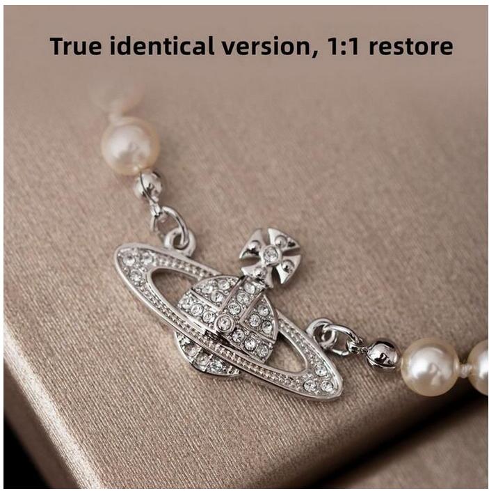 

Flash Diamond Planet Pendant Necklace Full Diamond Pearl Collar Chain Fashion Necklace