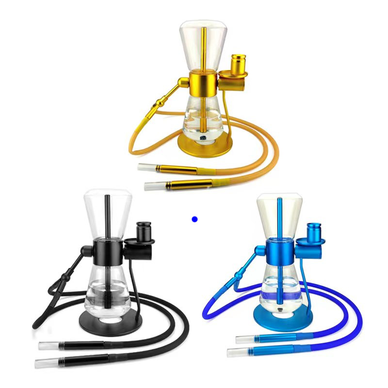 Dual Hoses Gravity Hookah Power Roation Shisha Glass Bong Smoking Accessory Smoke-image-828524038