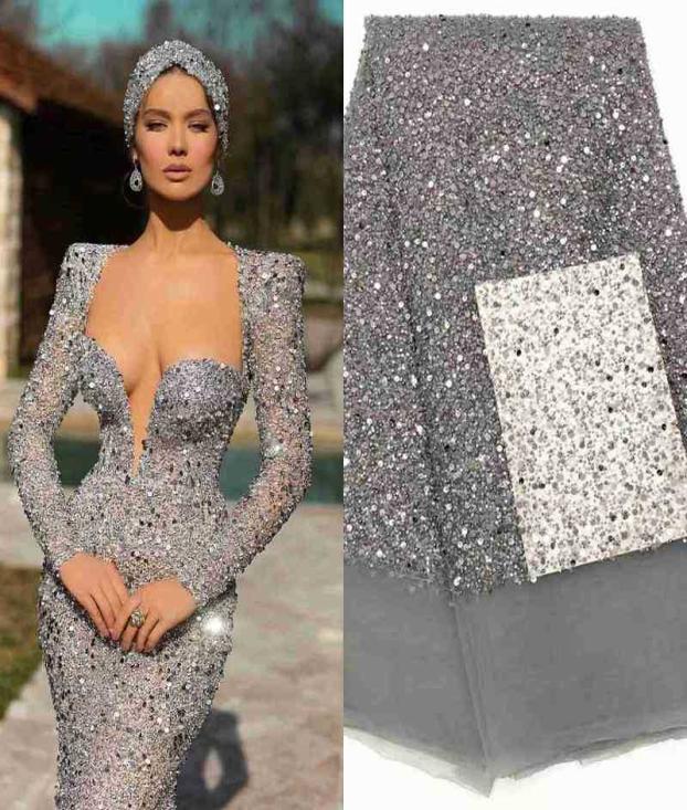 

Fabric Haute Couture Designer Lace Fabric 22 Colors Sequins Lace Beads Pearl Fabric Crafts For Evening Dress Cloth By The Yard J226269442