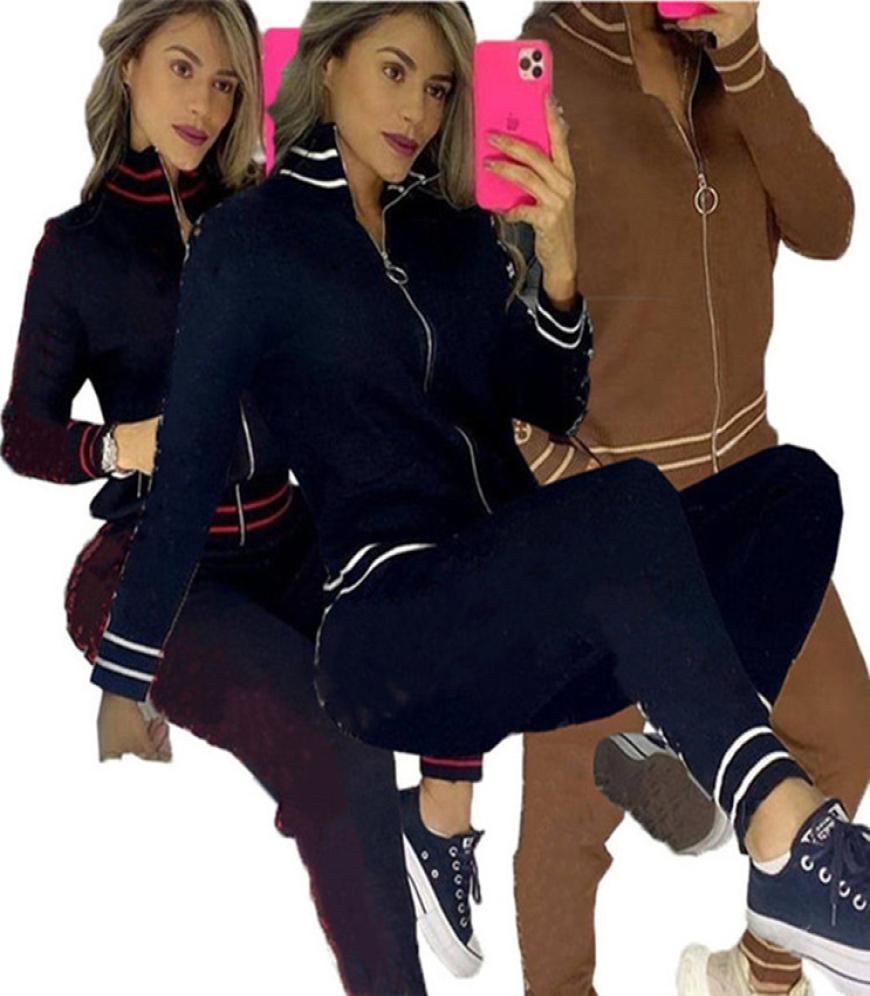 

Autumn Tracksuits Women Designer Long Sleeve Two Piece Pants Set Baseball Uniform Jogging Sport Suit Fashion Letter Print K0899843800, Brown