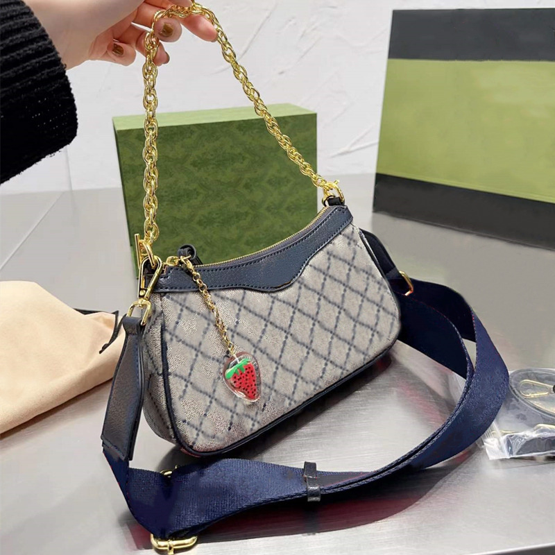 

Woman Strawberry Ophidias Bags crossbody designer bags luxury shoulder tote bag small chain handbags baguette totes Print Letters 5A 2023, Blue(g l0g0) 26*13cm