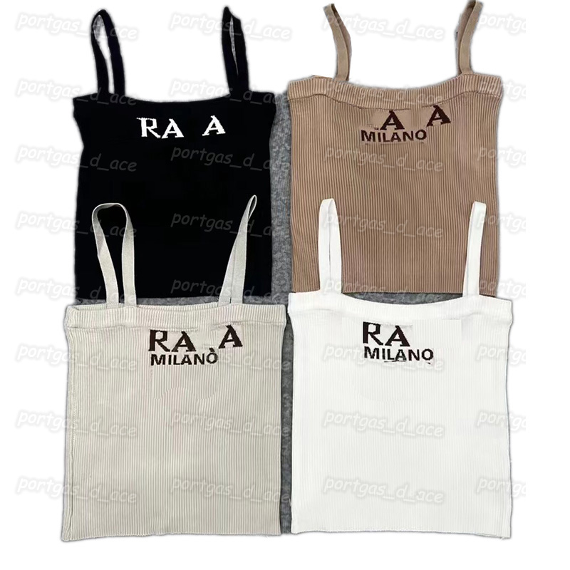 

Trendy Knit T Shirt Cropped Letters Knitted Sling Tank Vest Sexy INS Street Style Knits Bottoming Tops, #a balck