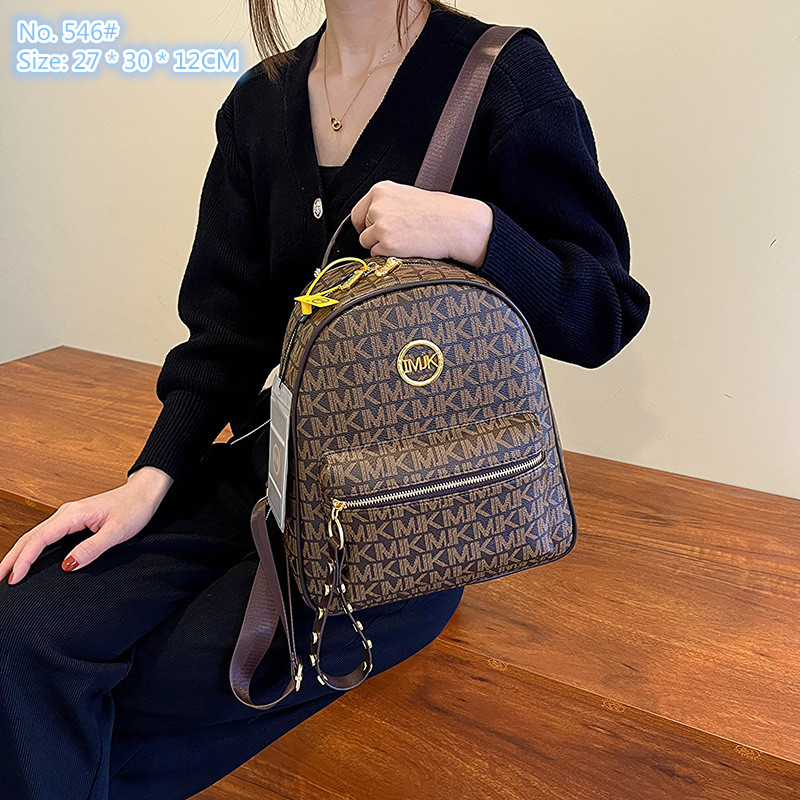 

Wholesale factory ladies shoulder bag 2 color vertical printing Western leisure backpack street personality rivet handbag elegant contrast leather handbags, Beige-546#
