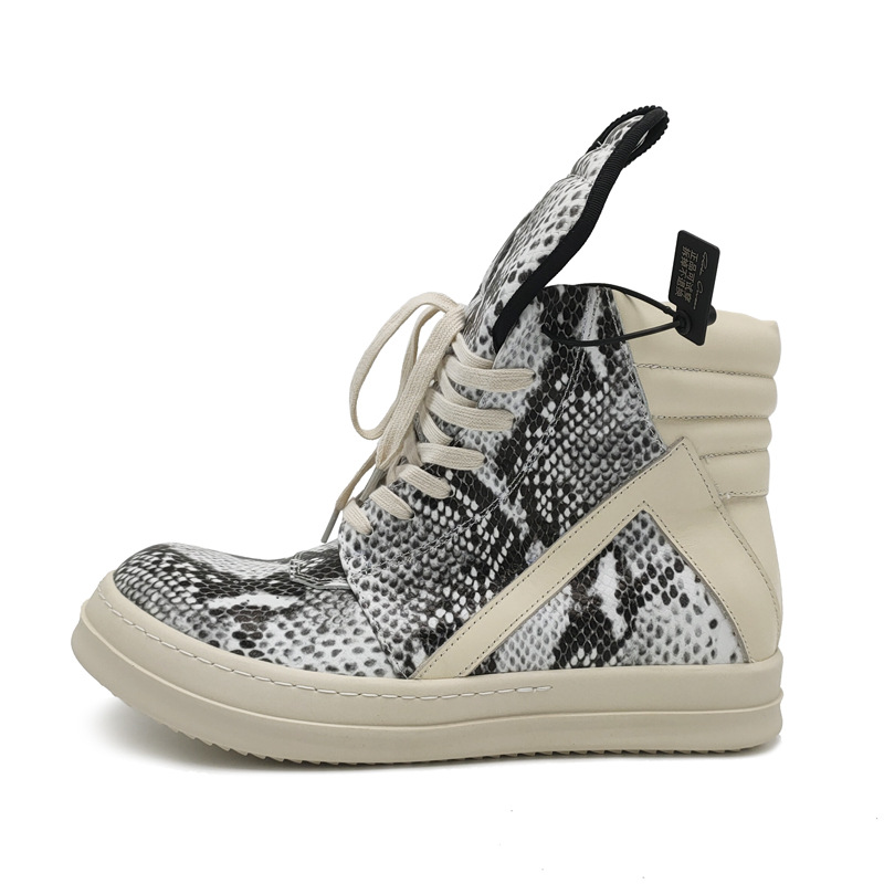 

Casual Men's Rick Shoes RO Owens Inverted Triangle Women's Sneakers Snakeskin Warm Boots for Men GUAQ, Silver