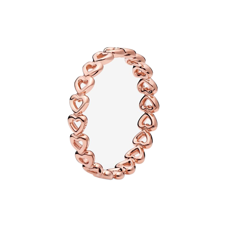 

18K Rose Gold Band of Hearts Ring with Original Box for Pandora Authentic Sterling Silver Fashion Party Jewelry For Women Girls Love Heart Girlfriend Gift Rings